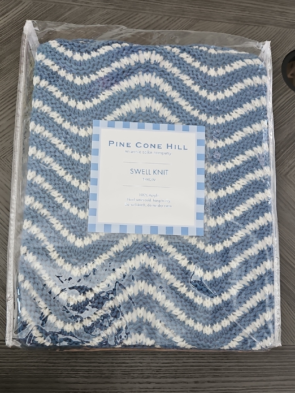 Pine Cone Hill Blue and White Swell Knit Throw